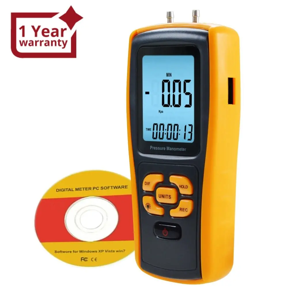Man-37  Digital Manometer With Usb Interface, Differential Pressure Gauge, Air Pressure Testing Instrument Tester, 11 Measurement Units 1