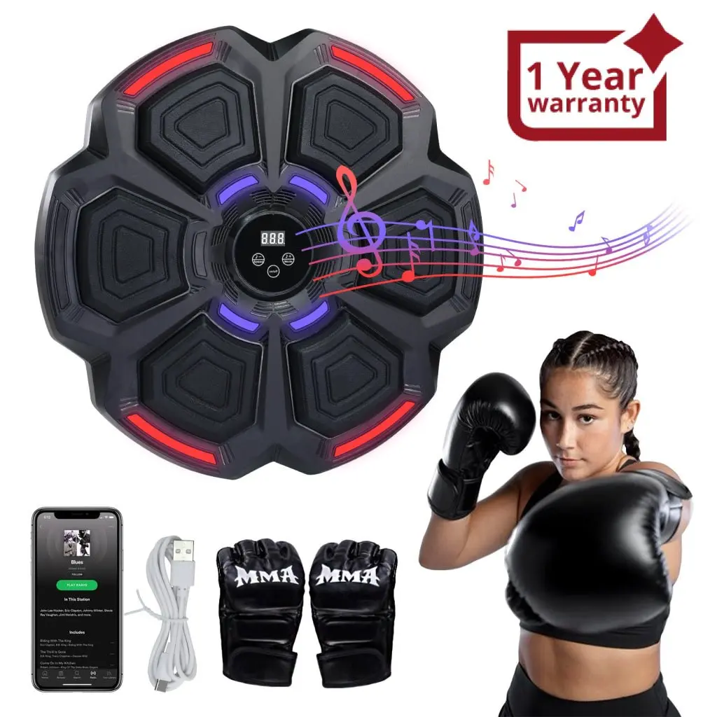 Mbx-428 Wall Mounted Music Boxing Smart Bluetooth With Gloves Music Punching Machine Boxing Target Workout Punching Equipment For Adults Kids Home Indoor And Gym 1