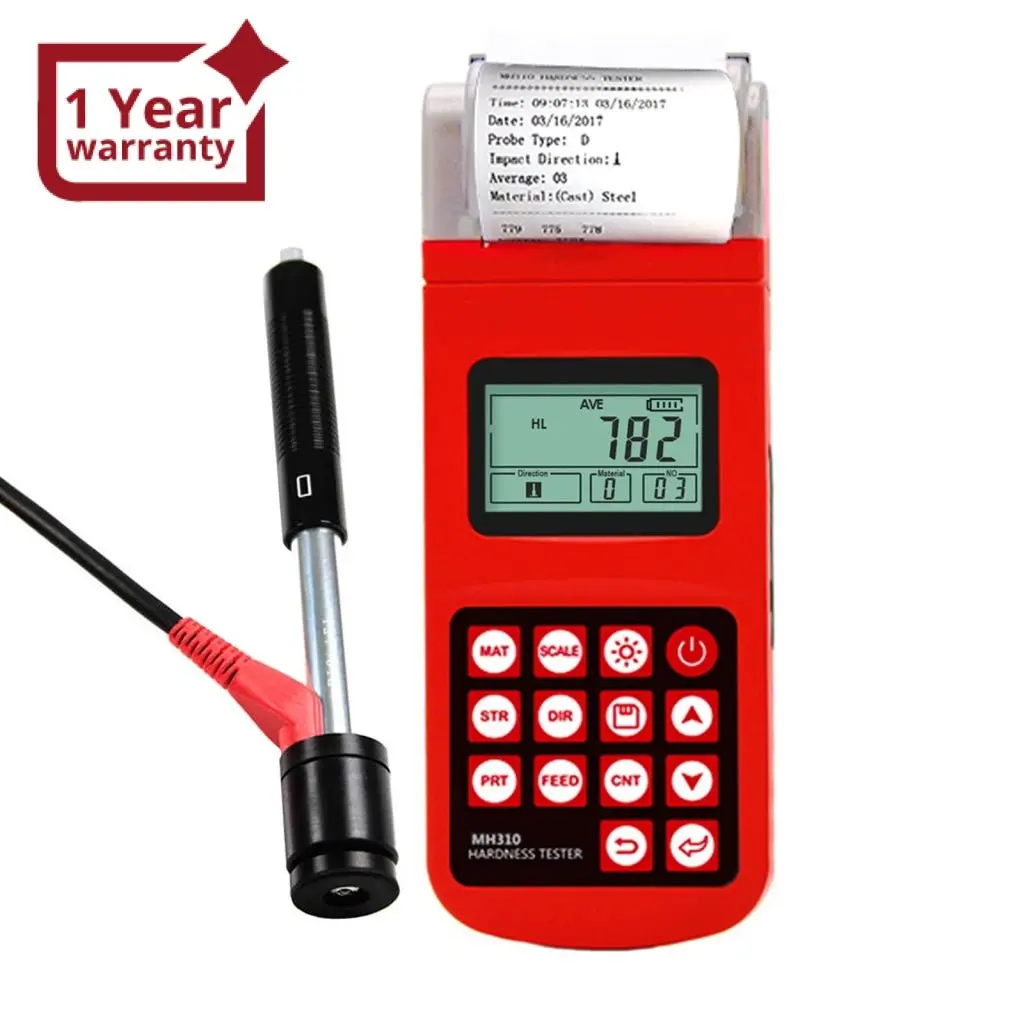 Mh310 Portable Leeb Hardness Tester Meter Guage 170~960 Hld Steel Cast Iron Lcd El Back-Light With Integrated High Speed Thermal Printer 1