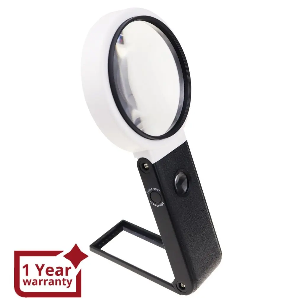 Mll-362 Multifunction Magnifier Double Lens 10X And 25X Magnification With Ac/Dc Power 5Led And 2Uv Light 90Mm Optical Lens Handheld Or Desktop Used 1