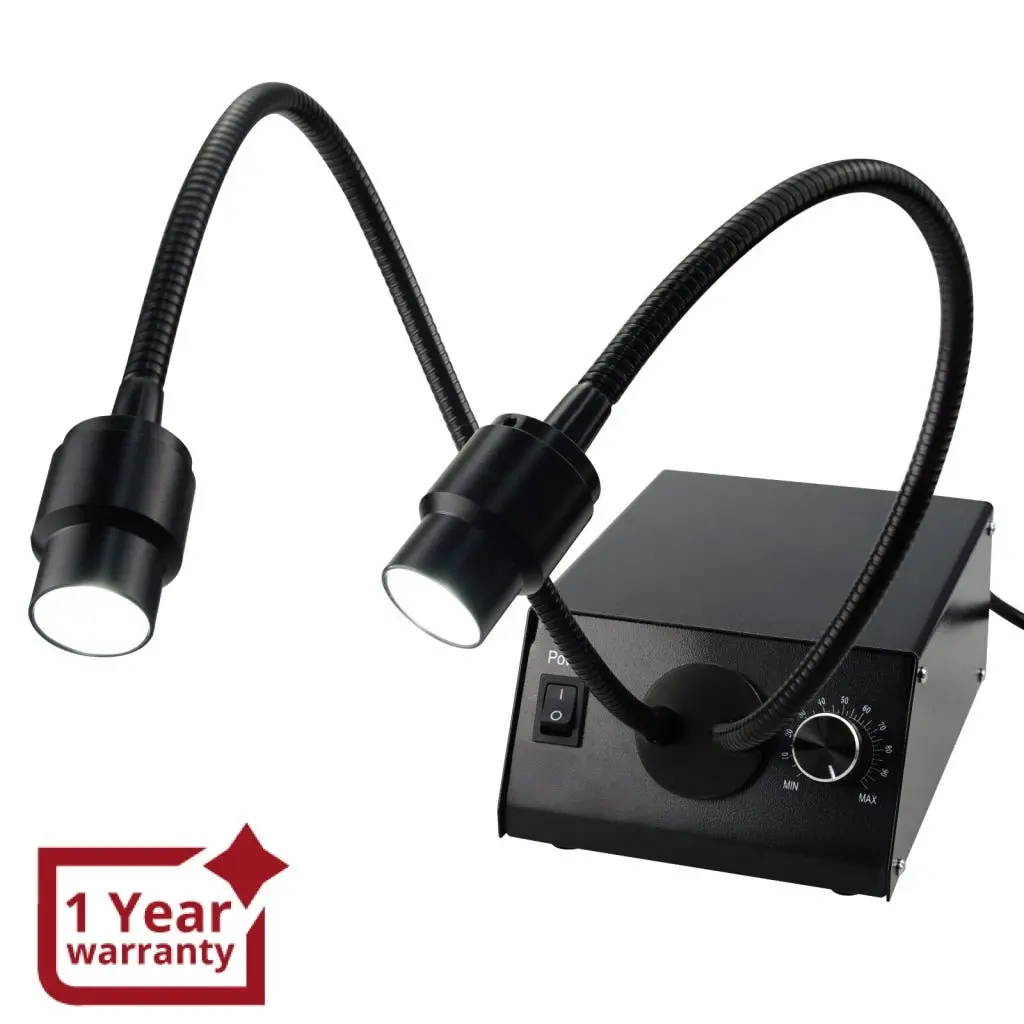 Msc-208 Cold Led Dual Gooseneck Lights Microscope Illuminator With Dimmer, 6500K, Adjustable Brightness 100V~240V 1