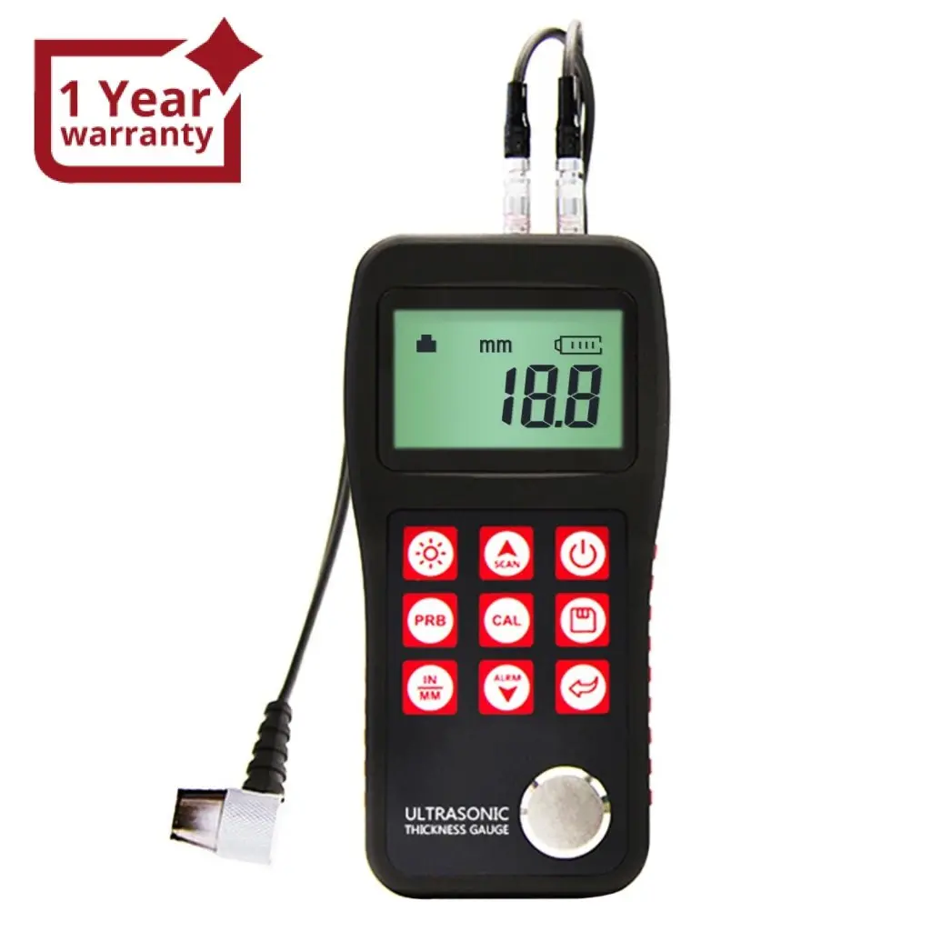 Mt150 Portable Digital Ultrasonic Thickness Gauge 0.75 ~ 300Mm 4.5 Digits Lcd Display With El Backlight Auto Power Off 0.1Mm Resolution 1