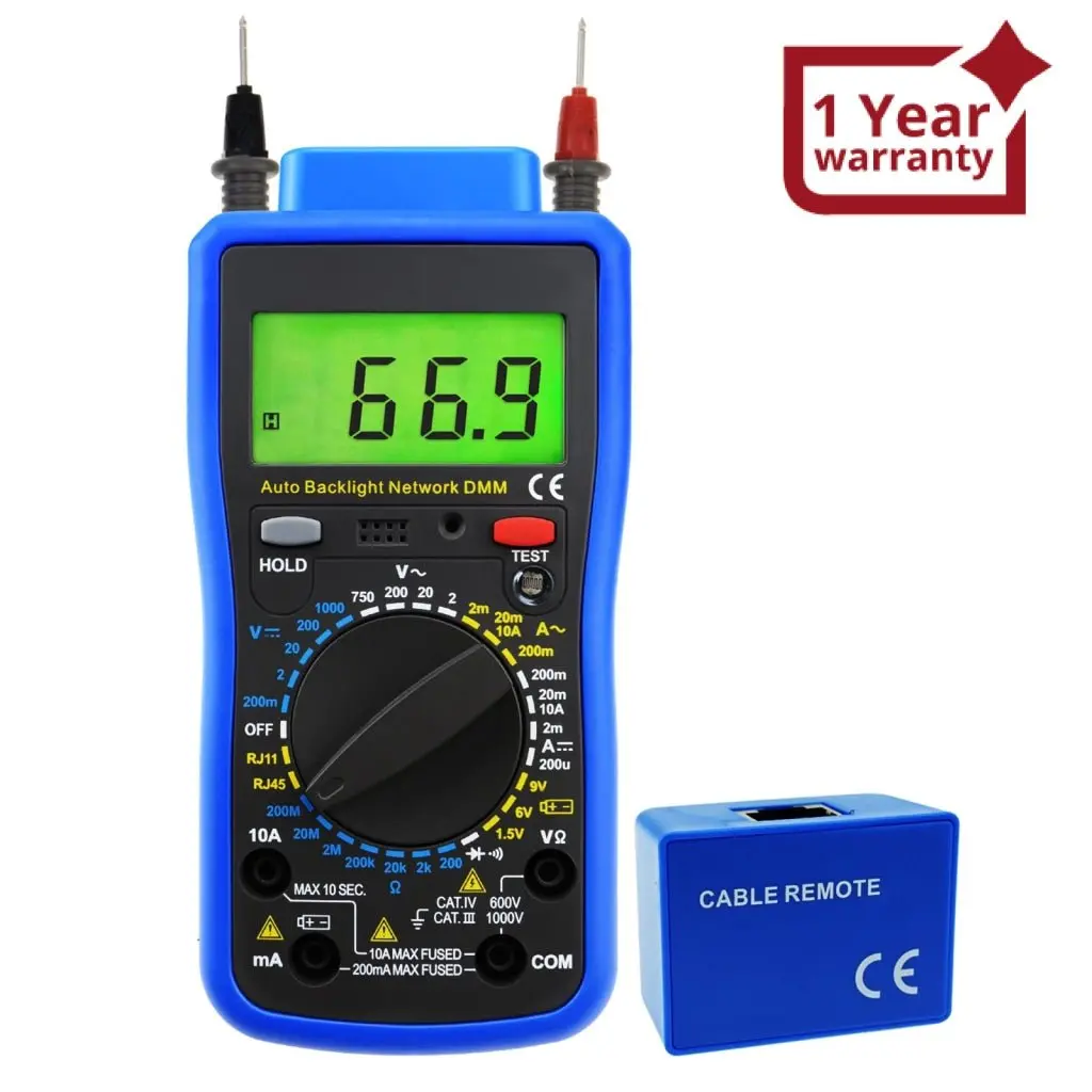 Mul-213 Network Digital Multimeter Tester Multi Meter, Telephone Line Rj11, Cable Rj45, Ac Dc Voltage, Ac Dc Current, Resistance, Diode Continuity Test, Battery Meter Tester 1