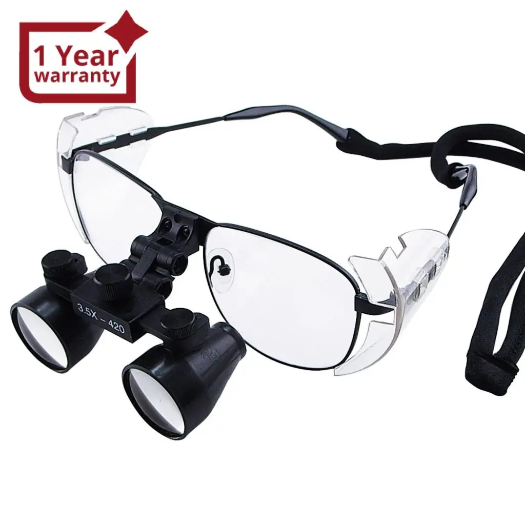 Ndl-035N 3.5X Magnification Dental Loupe, Galilean Style Nickel Alloy Frame, Dental Surgical Medical Binocular, 60Mm Field Of View + 55Mm Depth Of Field + 420Mm Working Distance, Flip-Up Flexible Optical Glass Loupe Dentistry 1