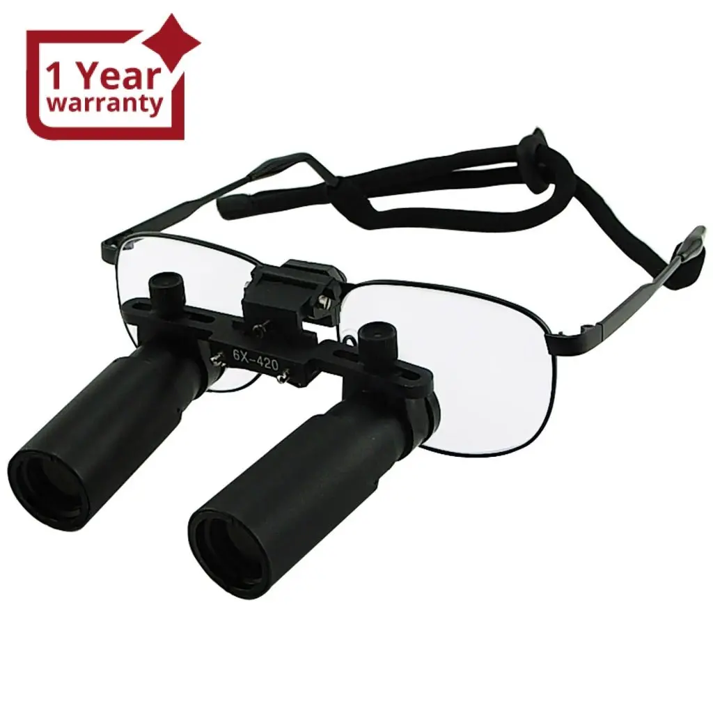 Ndl-060N 6.0X Magnification Dental Loupes, Prismatic Keplerian Style Nickel Alloy Frame, Dental Surgical Medical Binocular, 45Mm Field Of View+ 25Mm Depth Of Field Loupe+ 420Mm Working Distance, Flip-Up Flexible Optical Glass Loupe Dentistry 1