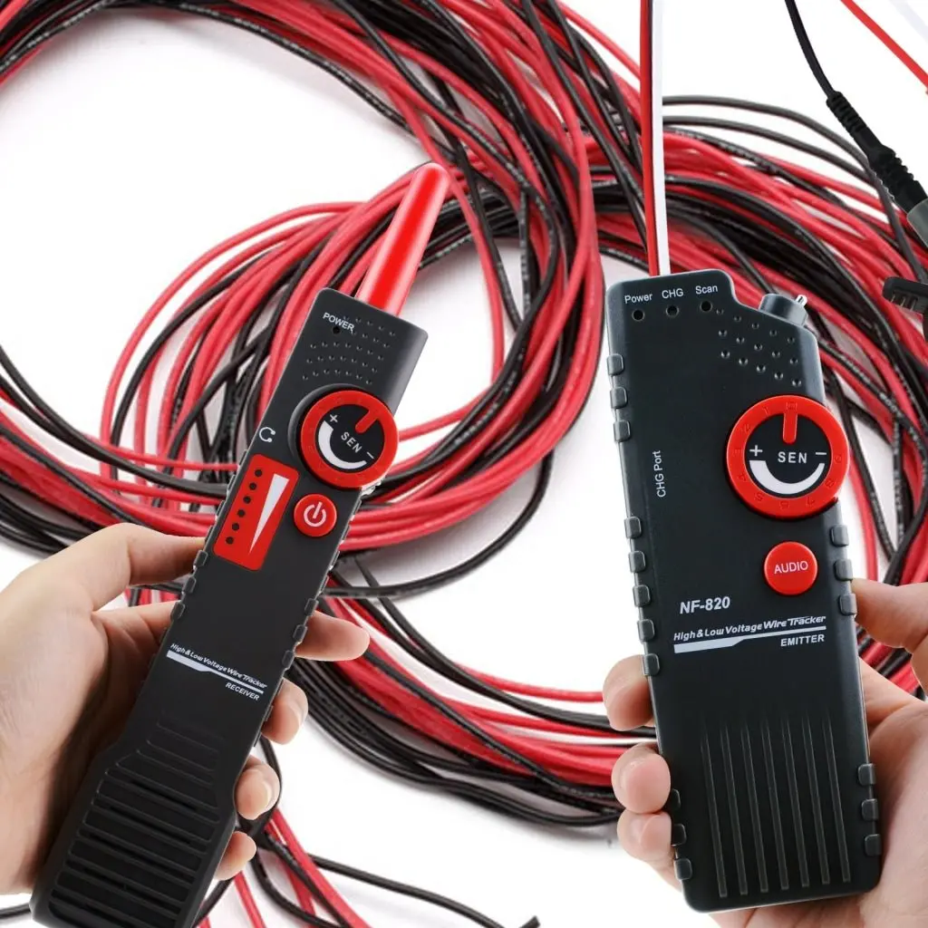 Nf-820 Underground Cable Tracker Detector Tester For Ac 220V High & Low Voltage, Anti-Jamming, Wire Locator With Alligator Clip, Coax Bnc Telephone Rj11 Network Rj45 Cable, Multi-Core Metal Line 2