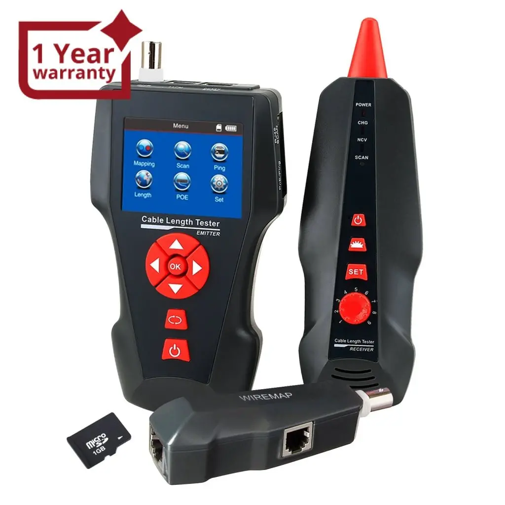 Nf-8601 Digital Cable Length Tester Rj45 Rj11 Bnc Coax Network, With Free Tf Card, Handheld Cable Tester Wire Tracker Poe Ping Ethernet Tester, Stp/Utp 5E, 6E 1