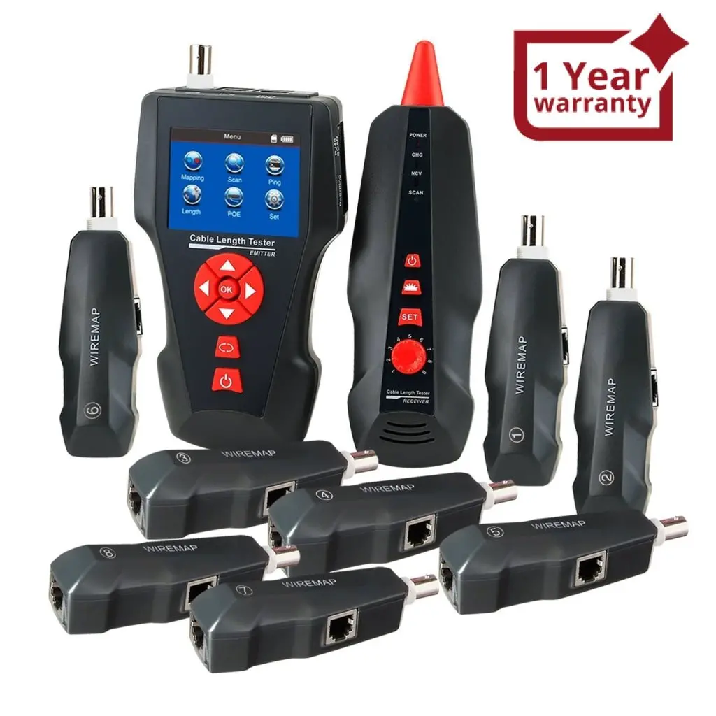 Nf-8601W Digital Cable Tester Wire Tracker Rj45 Rj11 Bnc Cable Length, With Free Tf Card, Handheld Tester With 8 Remote Identifier Poe Ping Data Storage Function And Port Flash 1