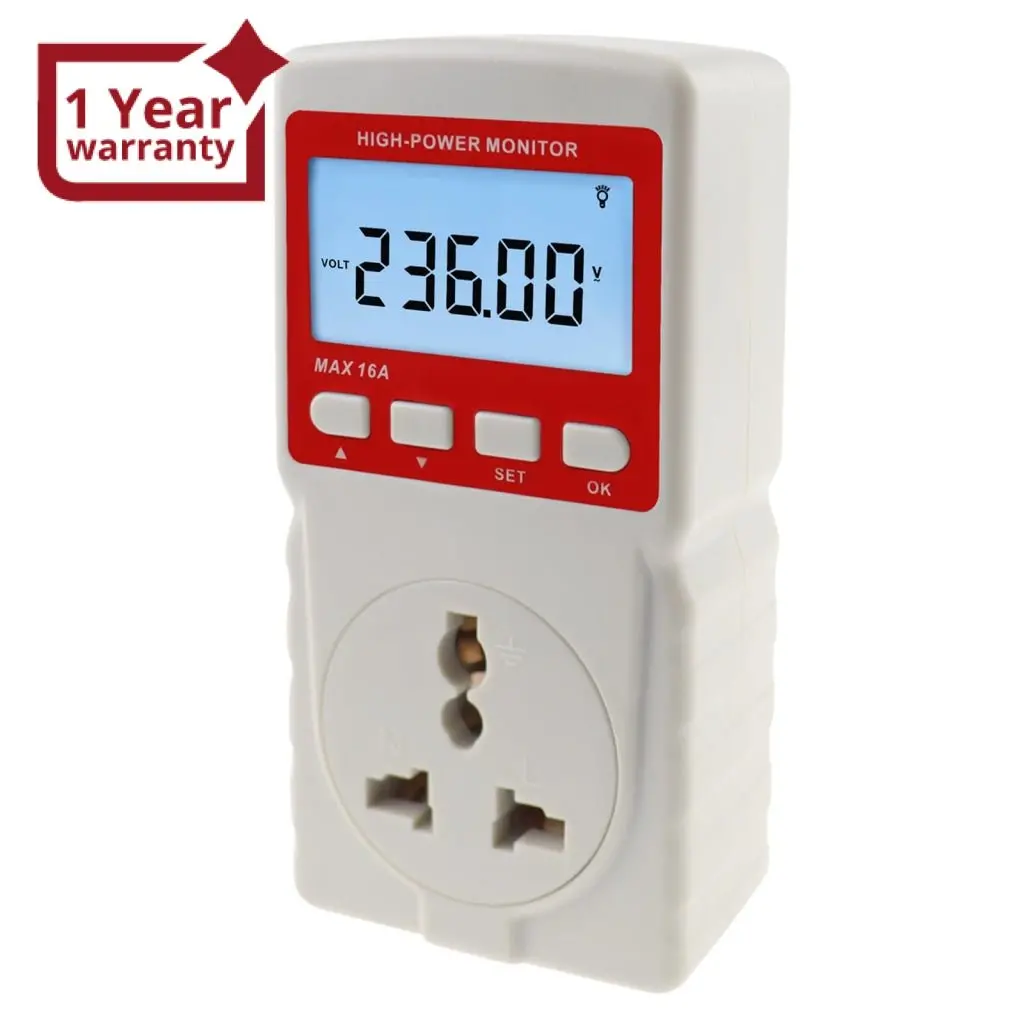 Pcm-283 Digital Power Meter Electricity Usage Monitor Watt Voltage Tester Electrical High Power Consumption Monitoring Measuring Analyzer Socket Outlet 1