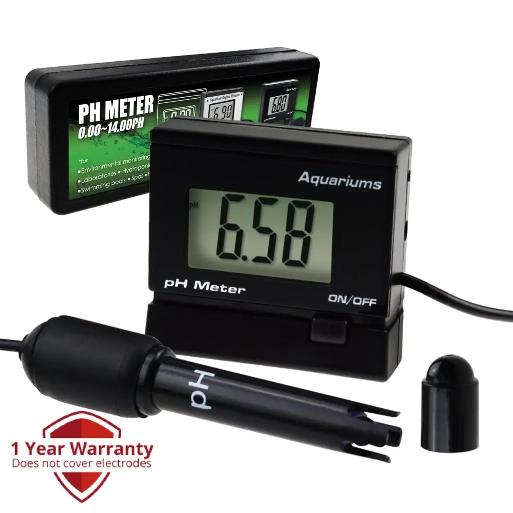 Ph-025Re Digital Ph Monitor Meter Atc 0~14.00Ph Replaceable Electrode Probe Bnc Water Quality Monitoring Tester Kit  Aquarium Hydroponics Spa Tank Pool Laboratories Mini Portable 1