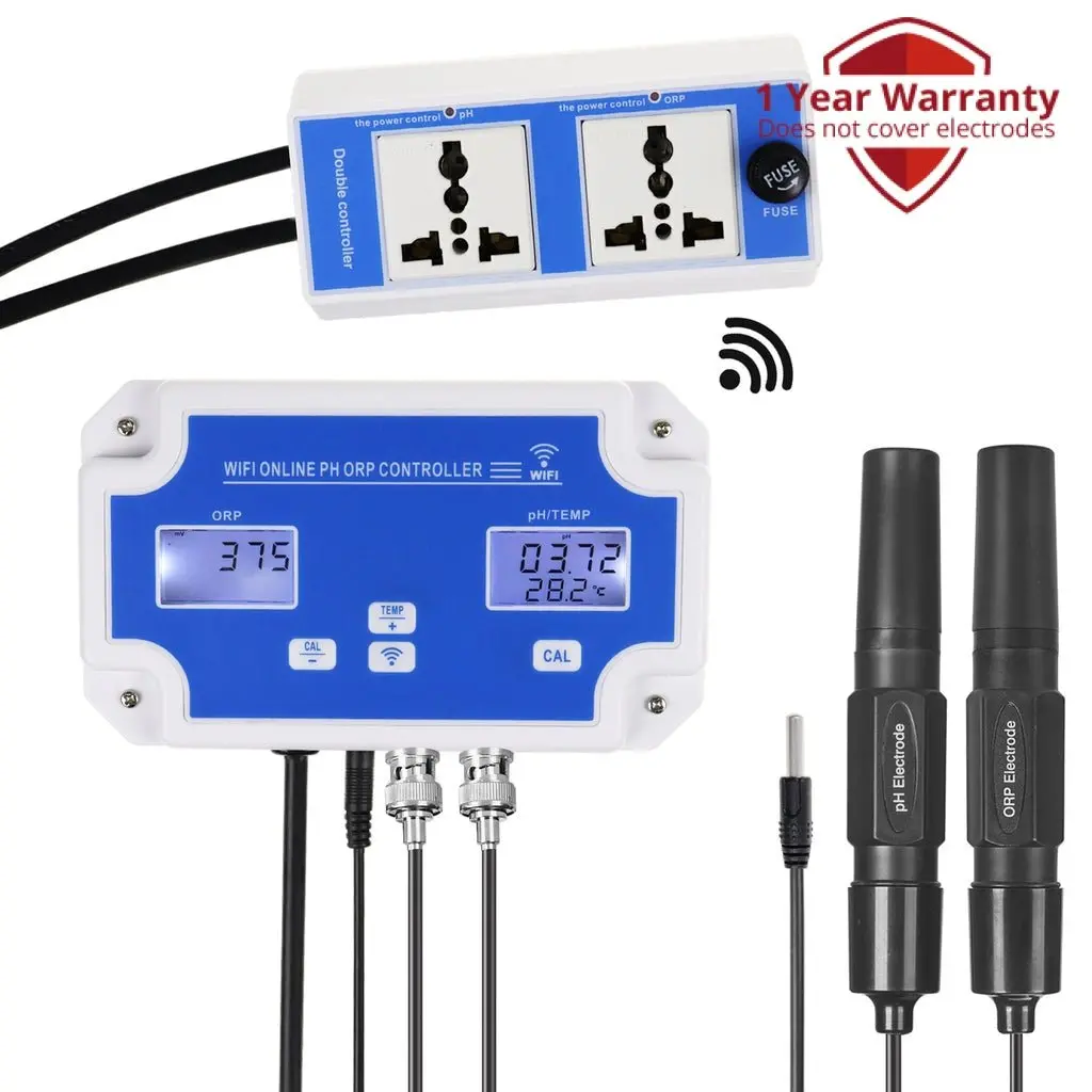 Phc-342 Digital Ph / Orp Controller With Monitoring And Dosing In Water Digital Ph Meter Redox Temp Tester App Remote Online Monitor For Swimming Pool Aquaculture Fishpond 1