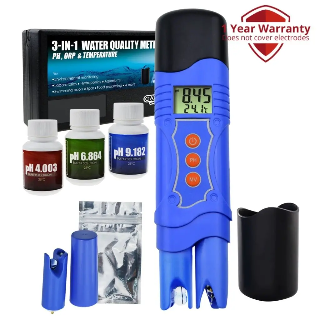 Phm-224_Ph 3-In-1 Orp Redox Ph Temperature Combo Meter Tester W/ Extra Electrode, Pen Type Atc -1999~1999Mv 0.00-14.00Ph 0~50°C, Water Quality Aquarium Tank Swimming Pool Lab Spa Hydroponics 1