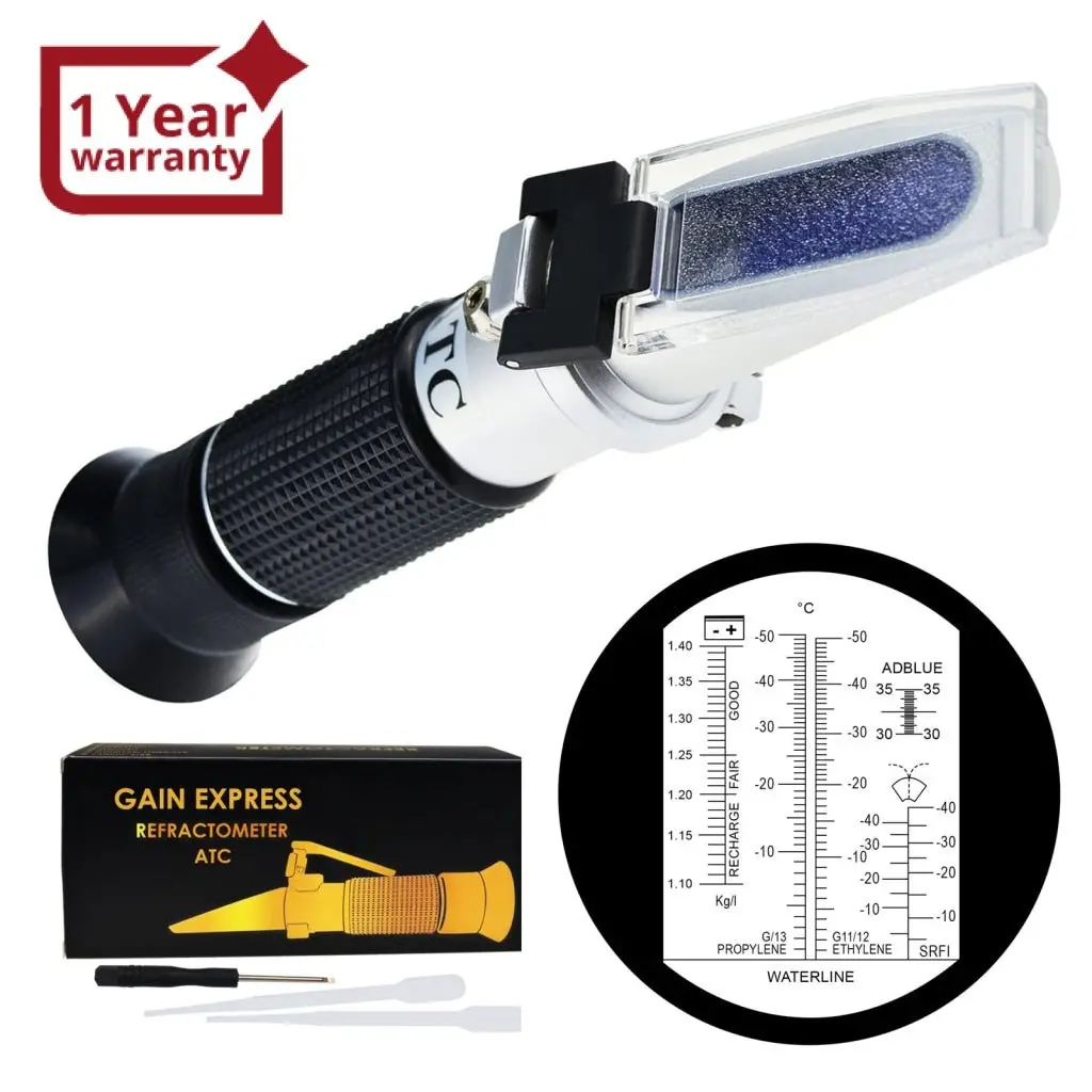 Rea-503Abatc 6-In-1 Automotive Car Refractometer Atc For Adblue/ Antifreeze/ Battery Acid/ Windshield Fluid, Propylene Ethylene Glycol Cleaning Coolant Charge Specific Gravity Density Condition 1