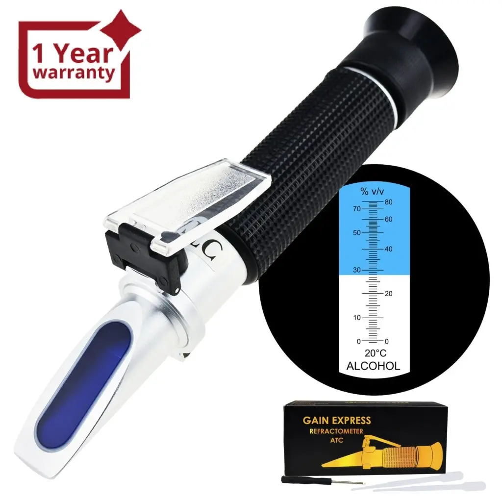 Rew-80Atc Alcohol Refractometer With Atc 0~80% Vol Volume, Optical Handheld Concentration Tester Meter For Distilled Beverages Homebrew 1