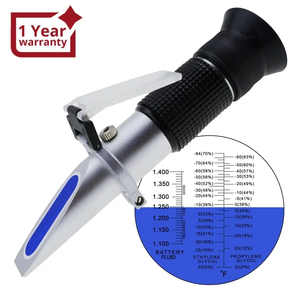 Rha-100Atc 3-In-1 Automotive Battery Antifreeze Refractometer Fahrenheit, -84~32°F Ethylene/ -60~32°F Propylene Glycol/ 1.100-1.400 Battery Fluids Specific Gravity, Battery Test Cooling Coolant Freezing Point 1
