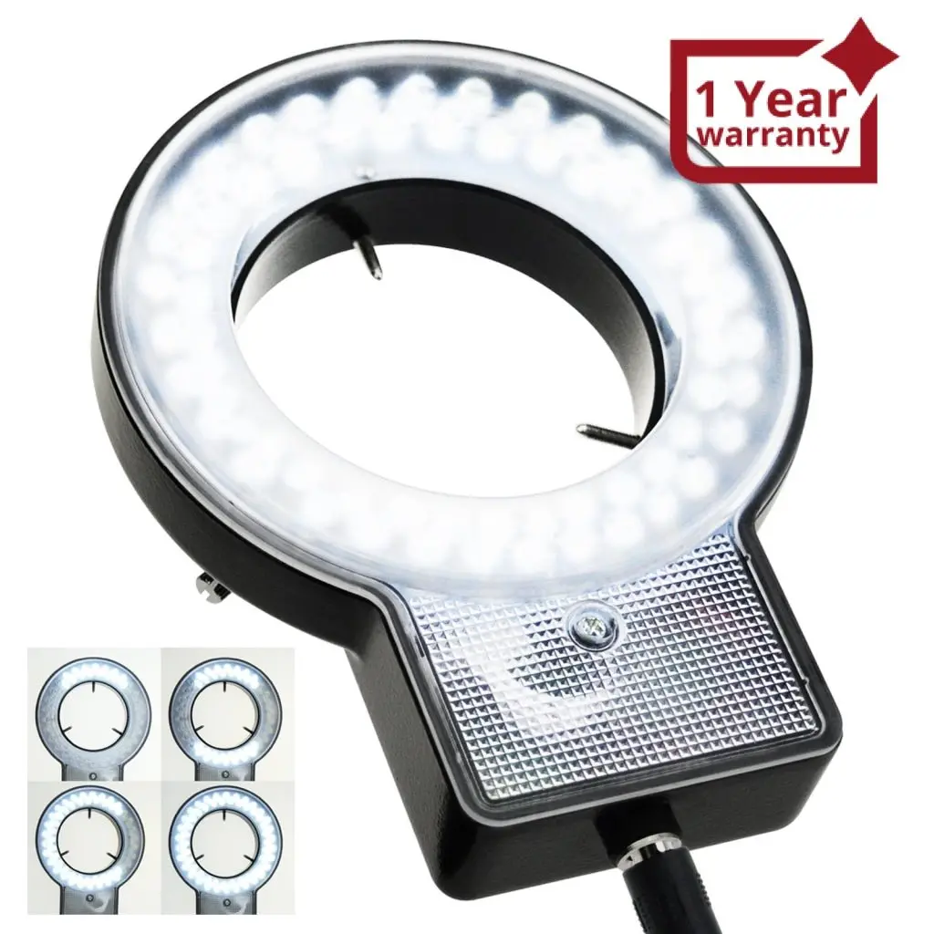 Rlt-207 60 Led Microscope Ring Light Scope Illuminator With 4-Zone Quadrant Control, Adapter Fitting And 8 Adjustable Brightness Level 40~60Mm Diameter 1