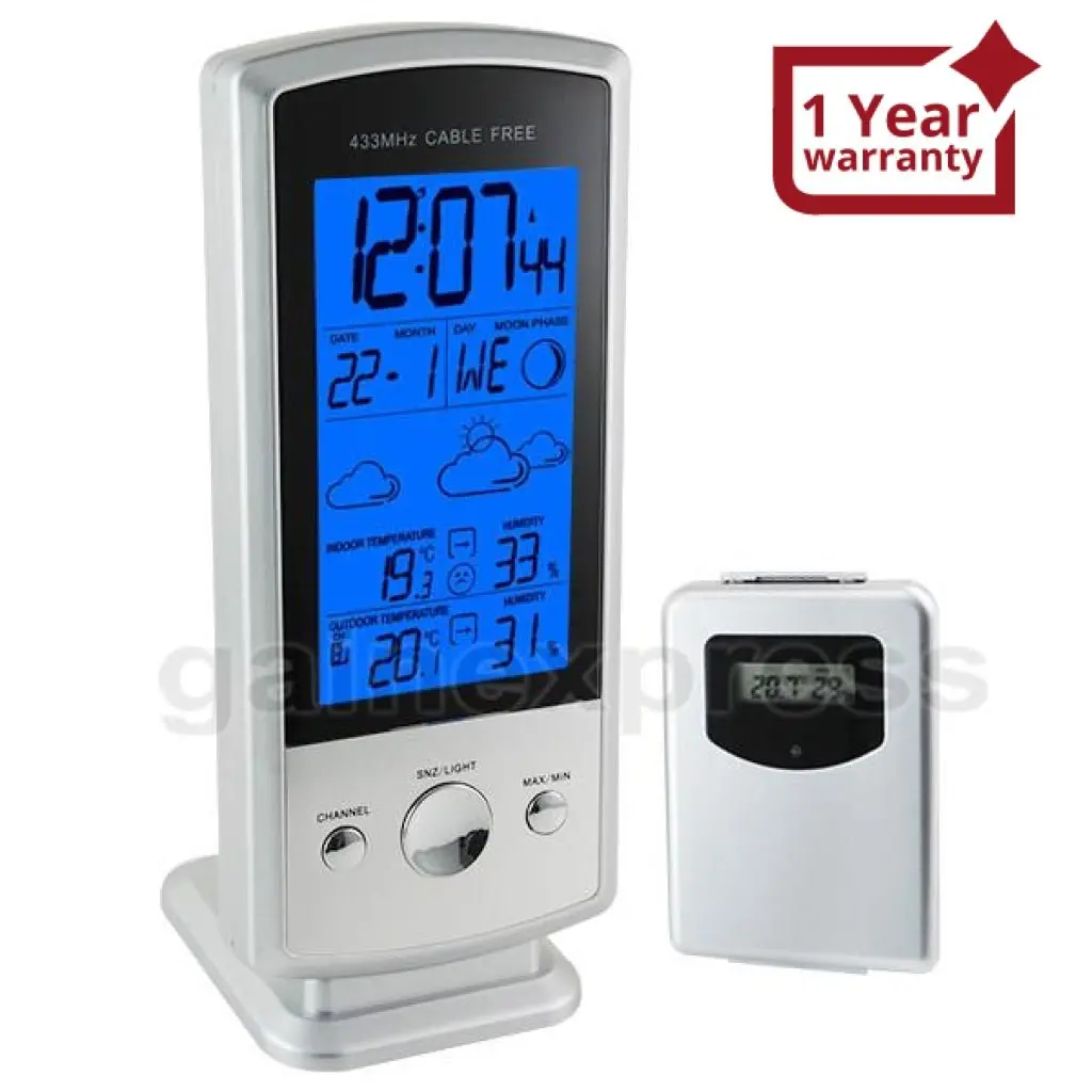 S08613b_1S Wireless Digital Weather Forecast Station Humidity Indoor/Outdoor Temperature Rcc Clock Calendar 1