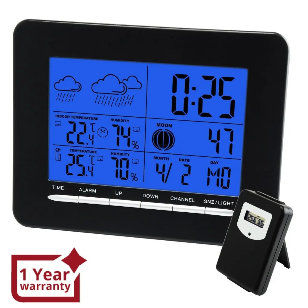 S08s3318bl_1S Digital Indoor/Outdoor Wireless Weather Station Temperature Dcf Radio Controlled Clock 1