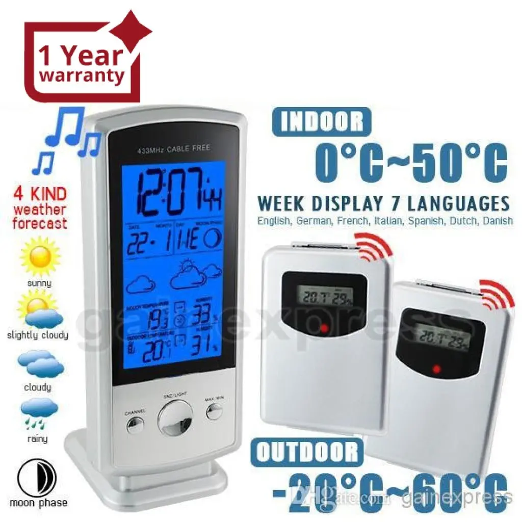 S08s613b_2S Indoor/Outdoor Wireless Digital Weather Forecast Station Humidity Temperature Rcc Clock Calendar With 2 Sensors 1