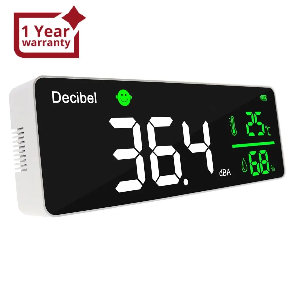 Slm-336 Smart Decibel Meter Large Colored Led Screen Display Sound Level Tester 30Db To 130Db Range Temperature Humidity Measurement 1