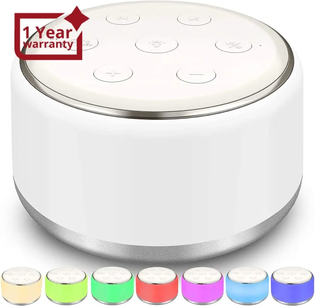 White Noise Machine For Sleeping Baby Kids – Portable Sound Machine With Night Light, Usb Rechargeable, 34 Soothing Noises, Auto-Off Timer, Sleep Machine For Adults Babies Lullaby Travel Home 1