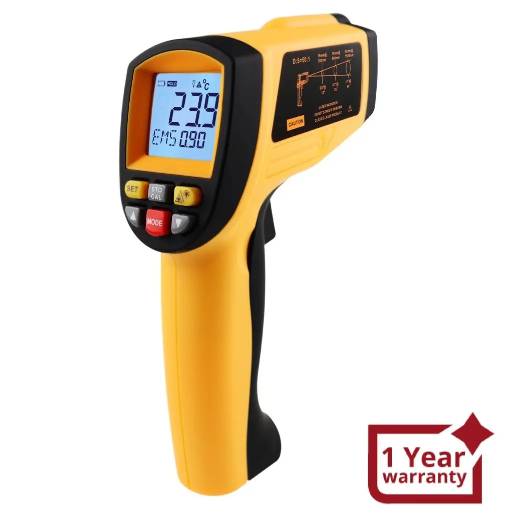 The-266 Lasergrip Non-Contact Digital Laser Infrared Gun Celsius And Fahrenheit High Temperature -30℃~1500℃ (-22℉~2732℉)  Thermometer Ir Instant Read Temperature Adjustable Emissivity And 80 Sets Data Storage 1