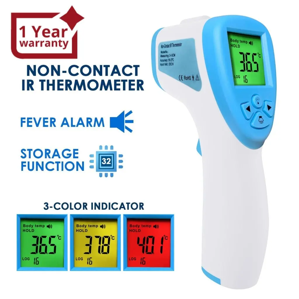 The-291 Non-Contact Forehead Lr Thermometer Infrared Human Body Surface Temperature Measurement Colored Lcd Backlight, Alarm Function And Data Storage 1