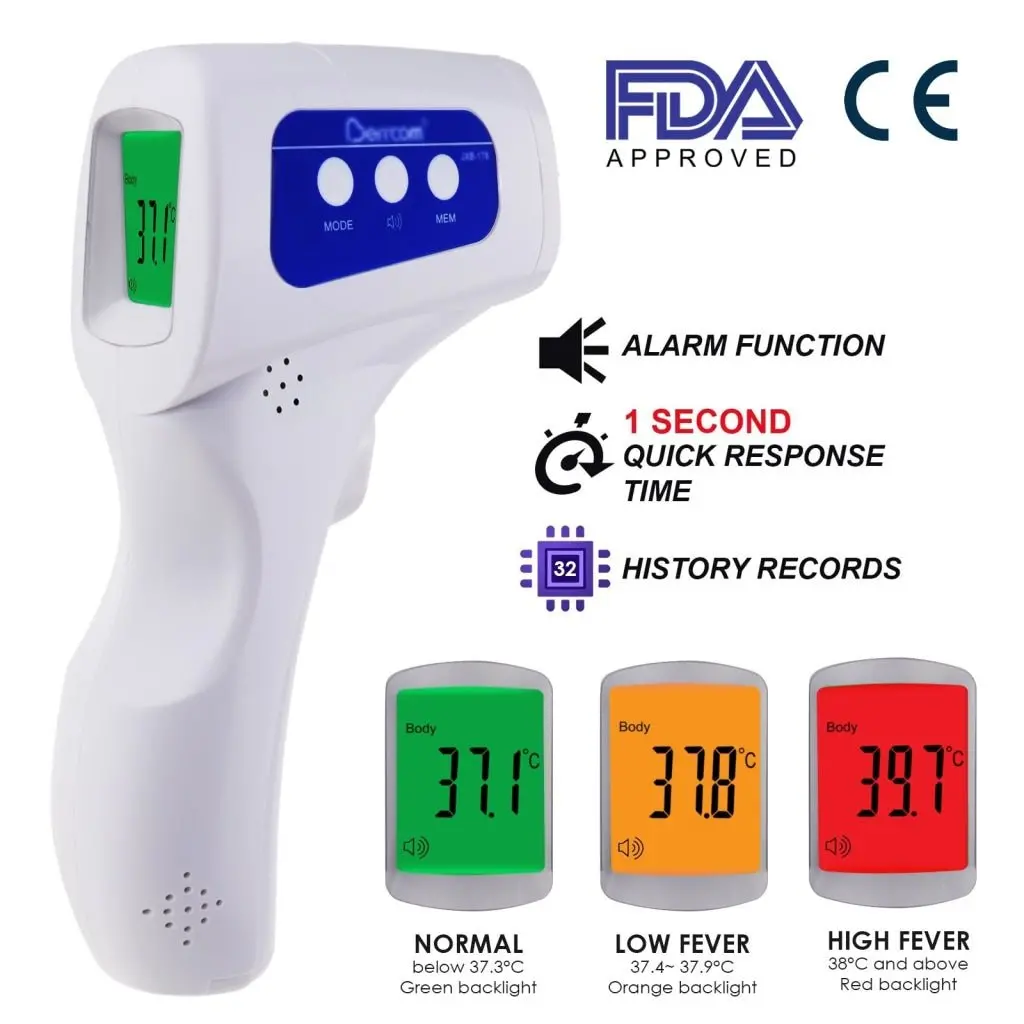 The-293 Forehead Body Human Adult Infant Infrared Thermometer 32 Memory Fda Approved Temperature Tester Colored Backlight Fever Indicator 1