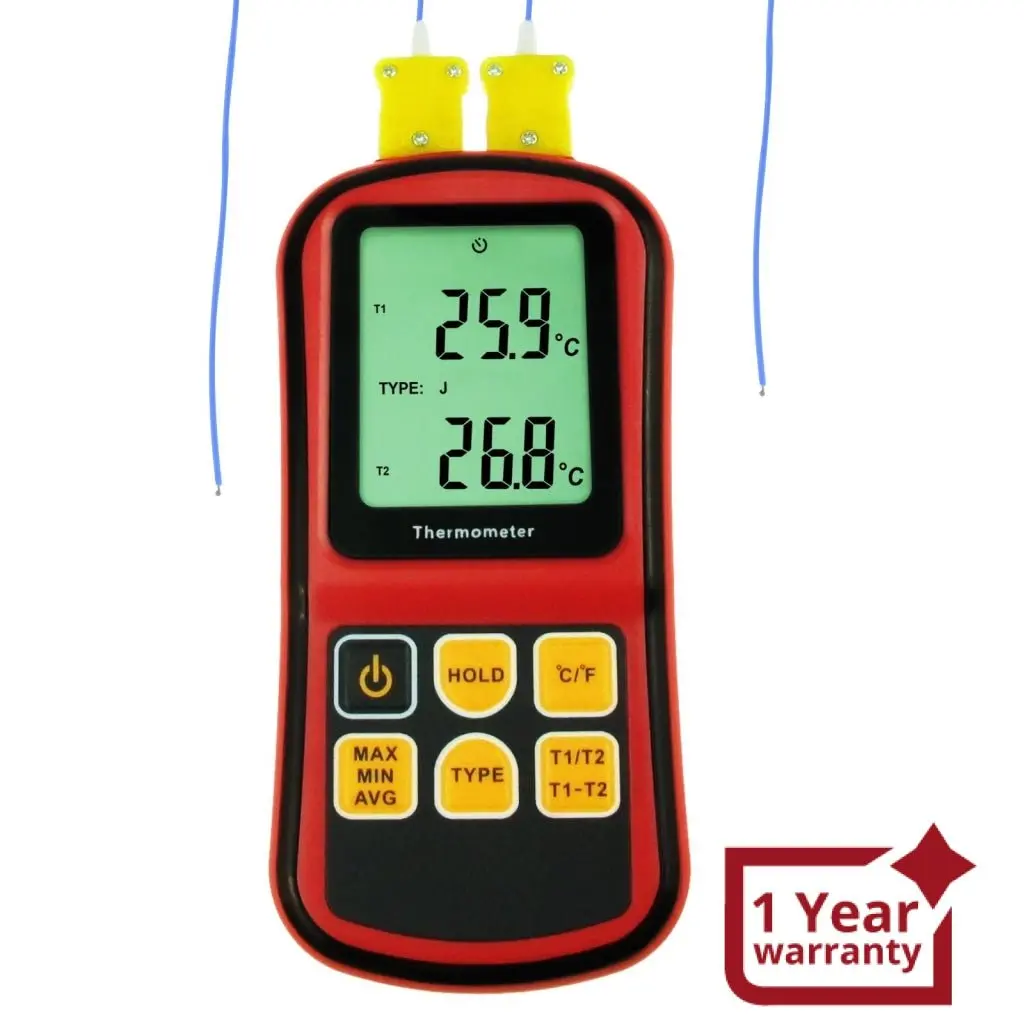 The-32 Digital K / J / T / E / R / S / N Type Thermocouple Thermometer Dual-Channel Lcd Display -150~1767°C (-238~3212.6°F) Atc Temperature Meter 1