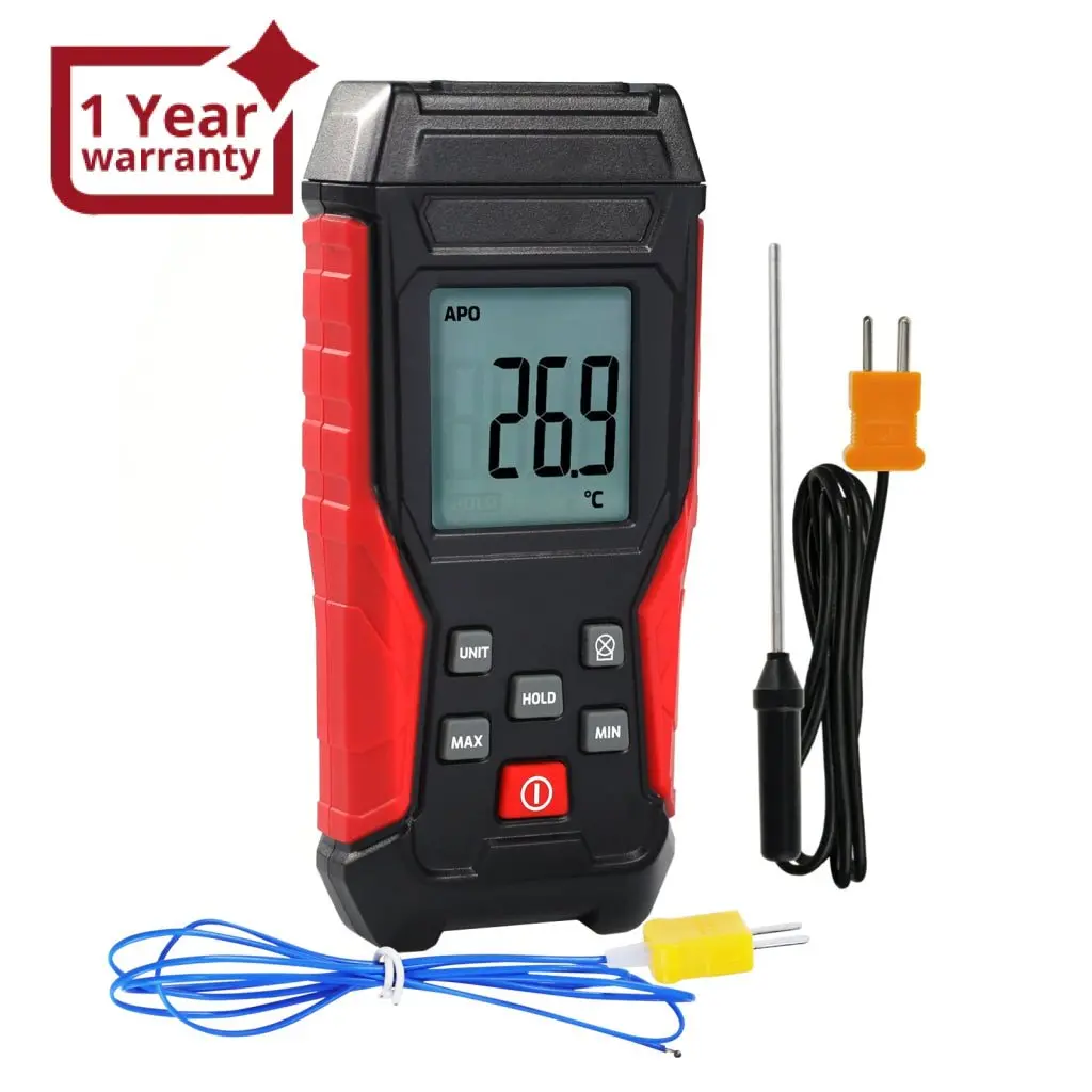 The-418_1P Digital K-Type Thermocouple Thermometer With Wired And Stainless Steel Probe, High And Low Temperature Measurement For High-Temp Furnaces And Ovens Or Low-Temp Liquid Nitrogen Etc 1