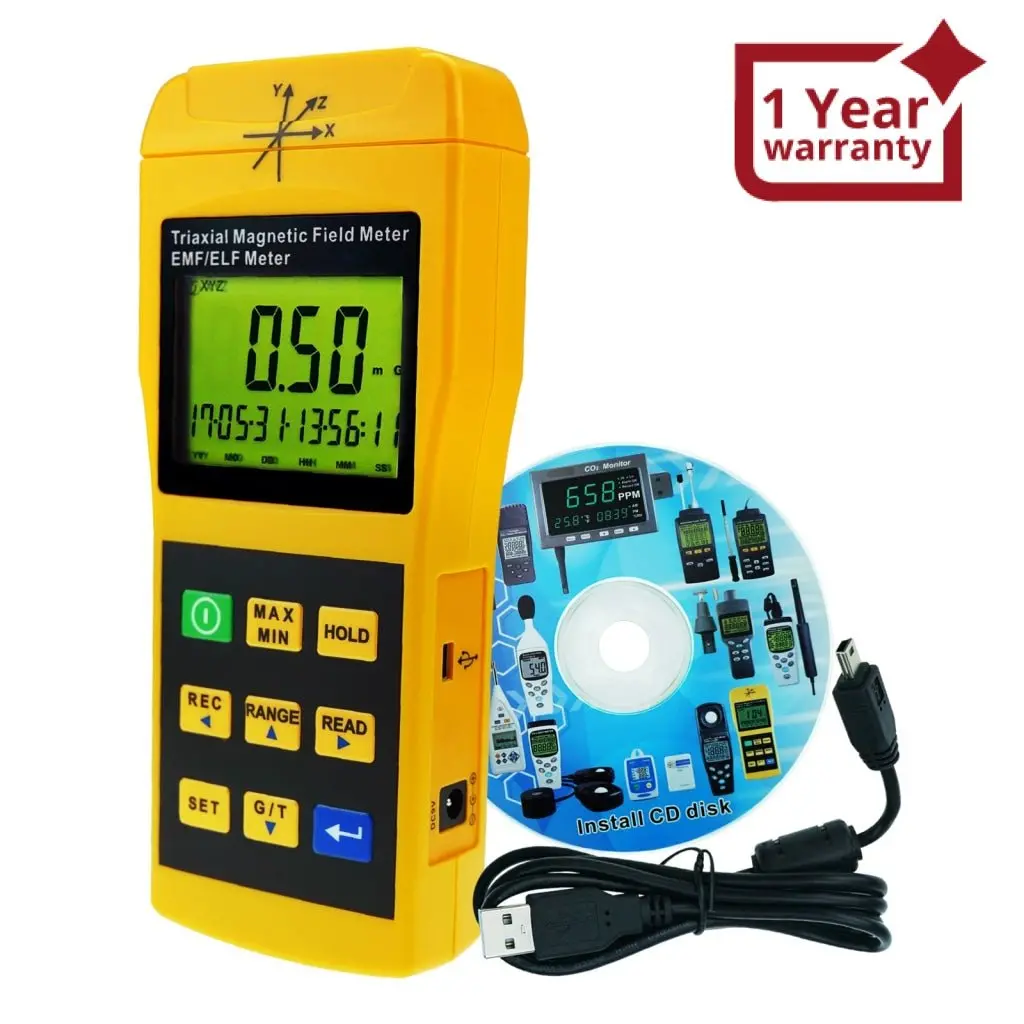 Tm-192D Digital Mini Triple Axis 2000Hz Emf Elf Magnetic Field Meter Gauss Meter 2000Mg Datalogger With Usb Pc Software, Electromagnetic Field Detector 1