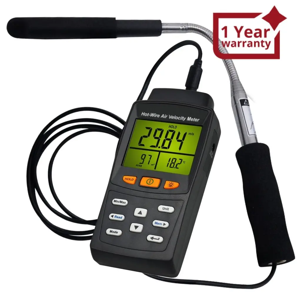 Tm-4001 Hot Wire Air Velocity Meter Digital Anemometer Air Flow Temperature Tester 1