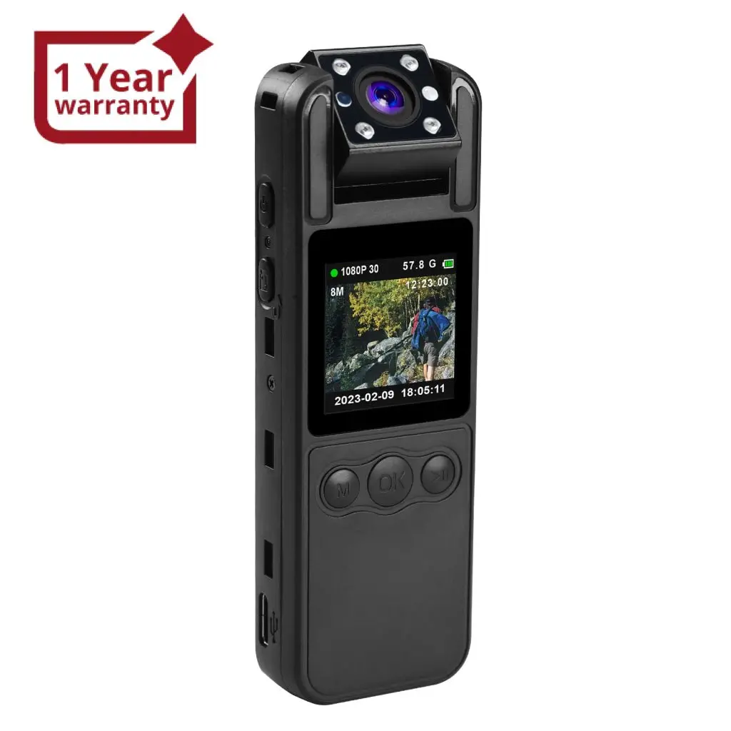 Var-412 Mini Camera Digital Video Recorder Body Cam 1080P Rotating Lens Camcorder Video Audio Record Night Vision Motion Detection Loop Recording Body Camera For Law Enforcement, Security Guard, Travel, Lecture Record 1