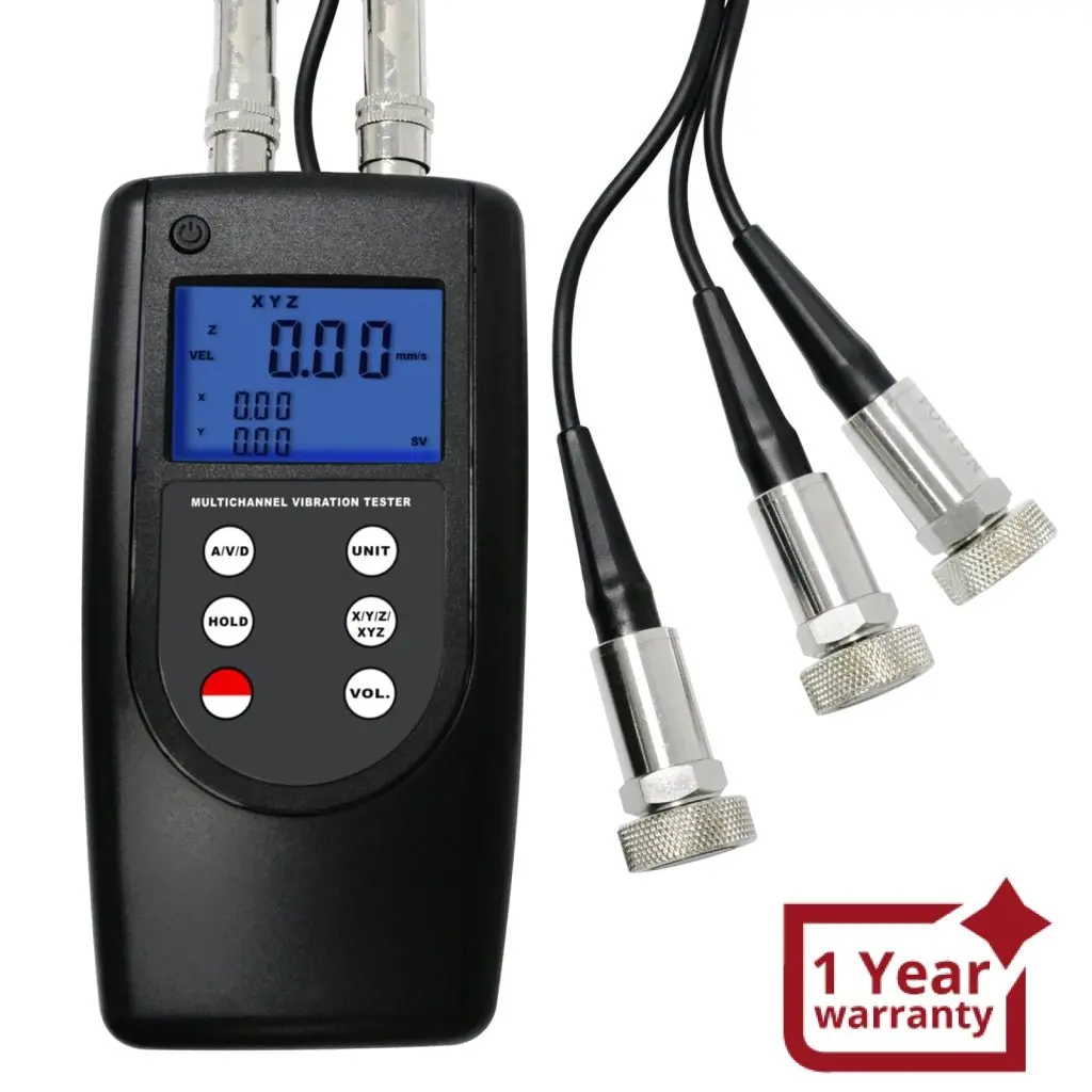 Vm-6380-3 Landtek Multi Channel Vibration Meter, Piezoelectric Sensor Transducer 10Hz~10Khz Frequency, Digital Velocity Acceleration Displacement Measurement Gauge 1