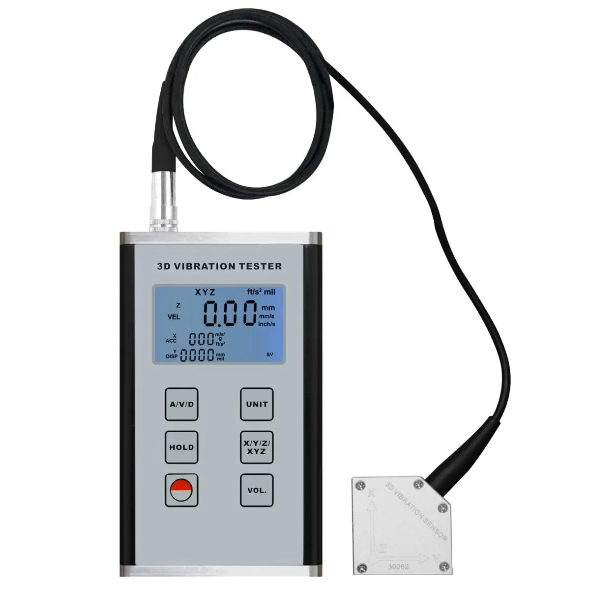 Vm-6380 Digital 3-Axis Vibration Meter Piezoelectric Sensor Displacement Velocity Acceleration 1