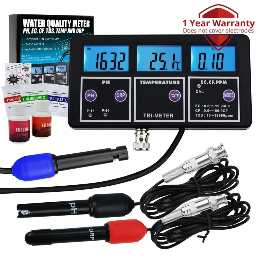 Wqm-243 6 In 1 Professional Multi-Parameter Ph/ Orp Redox/ Ec/ Cf/ Tds Ppm/ Temperature Combo Testing Meter, Digital Multi-Function Water Quality Monitor Tester 1