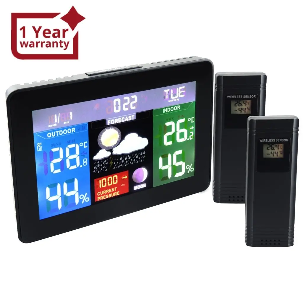 Ws-001-Eu_2S  Dcf Rcc Desktop Digital Weather Forecast Station Barometer With 2 Sensors 220V Only 1