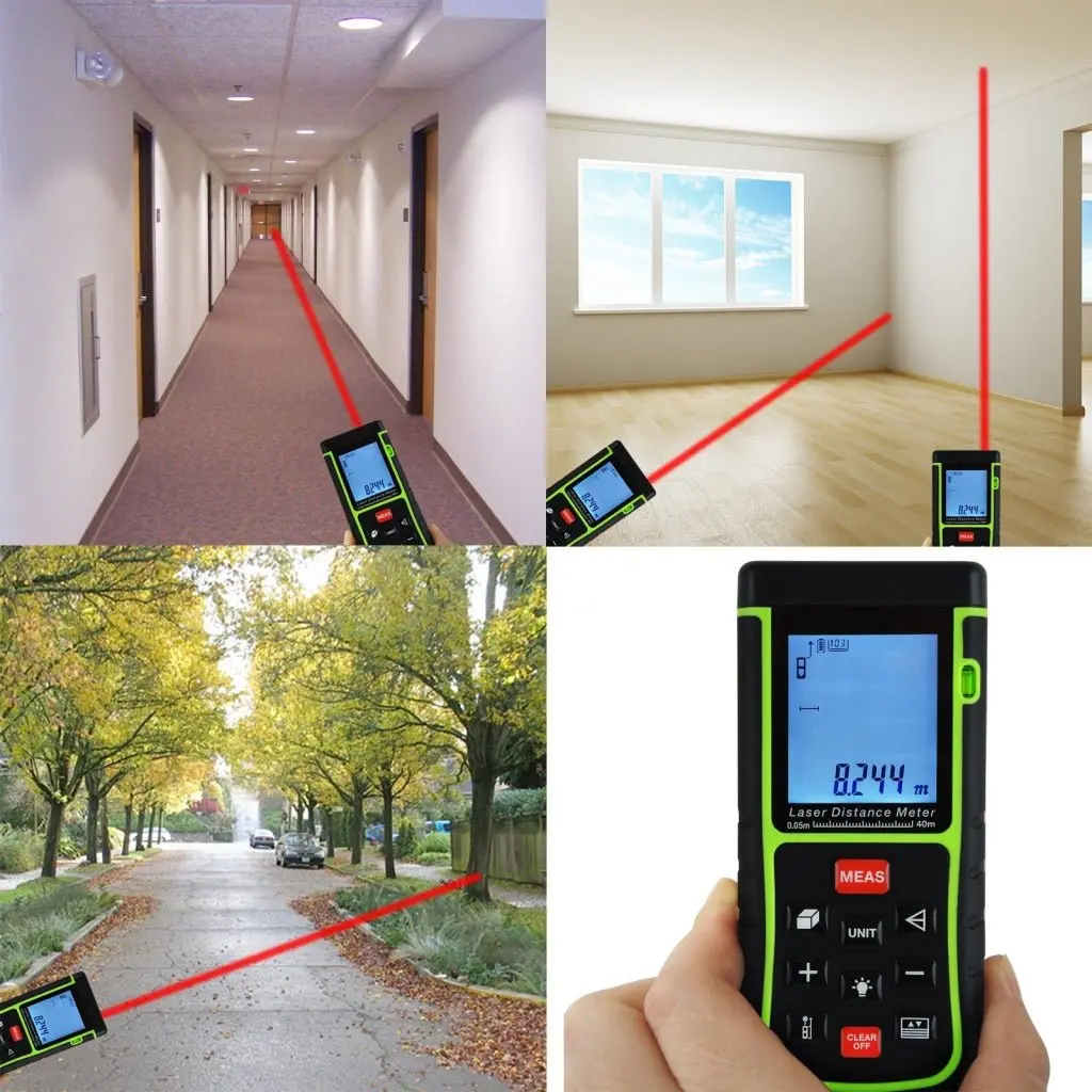 X01rz-E40 Digital 40M Laser Distance Area Volume Pythagorean W/ Spirit Level Range Finder Tool 2
