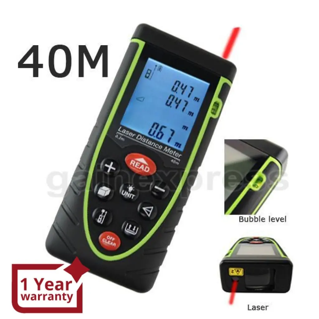 X01rz40 40M Meter ±2Mm Accuracy Laser Distance W/ Bubble Spirit Level 1