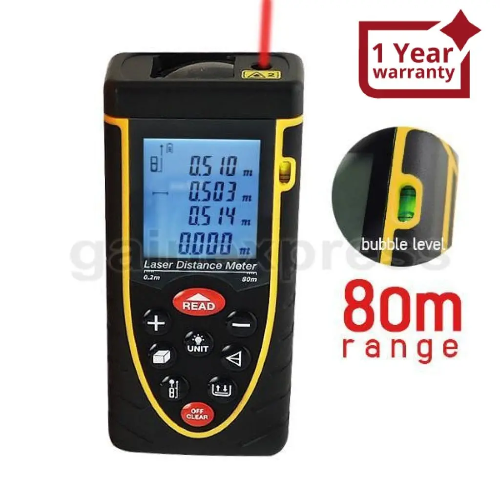X01rz80 80M Meter ±2Mm Accuracy Laser Distance W/ Bubble Spirit Level 1