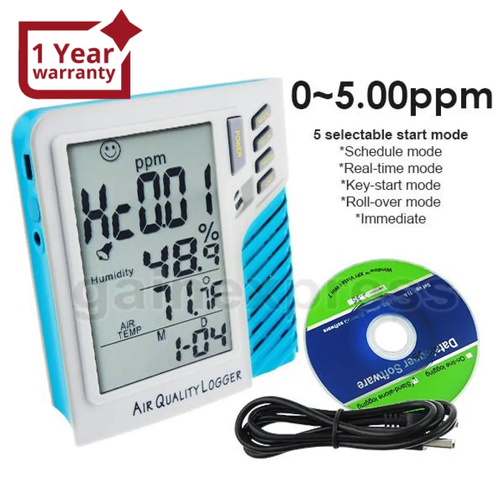 Hcho-D001 Desktop Digital Air Quality Formaldehyde Hcho Thermo-Hygrometer 0~5Ppm Datalogger Iaq Meter Stand Alone Logger Taiwan Made Monitor 1
