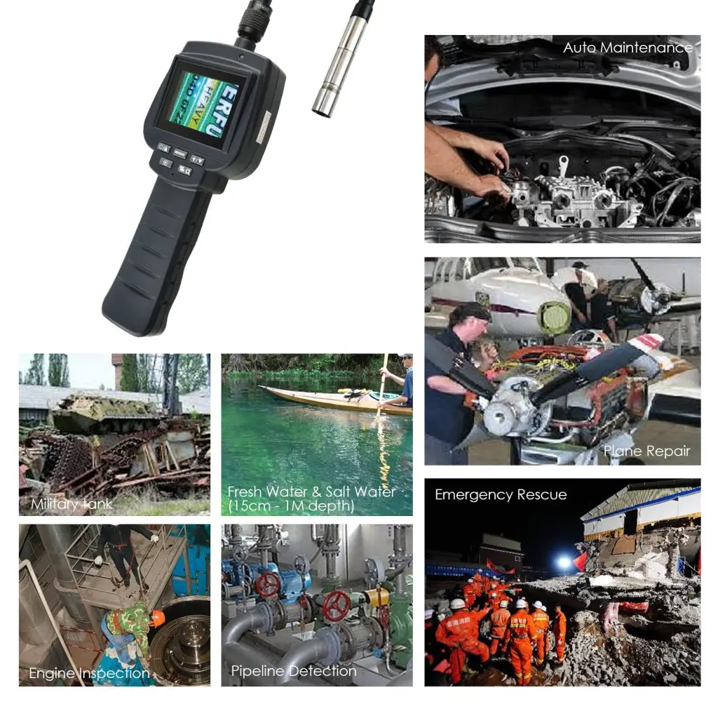 Vid-71R-5.5-1M 5.5Mm Camera Recordable Video Inspection 2.4" Hd Endoscope 1M Cable Borescope 4 Led 2