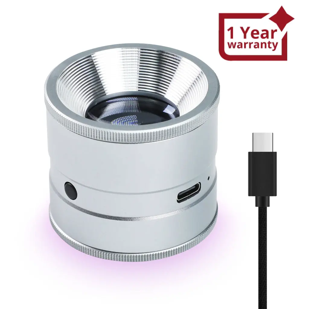 Gem-522 10X Magnifying Scale Loupe White & Purple Led Lights Adjustable Focus Rechargeable Magnifier Glass Lens For Jewelers, Collectors, Hobbyists, And Professionals 1