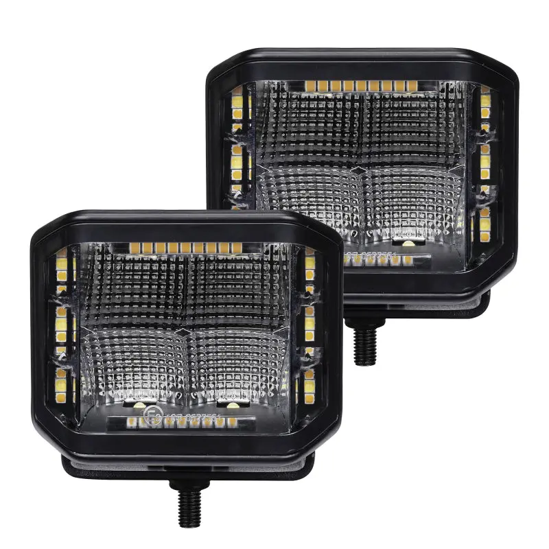 Blackout Combo Series Lights - Pair Of 4X3 Cube Sideline Flood Lights W/Amber 750700322Fcs 1