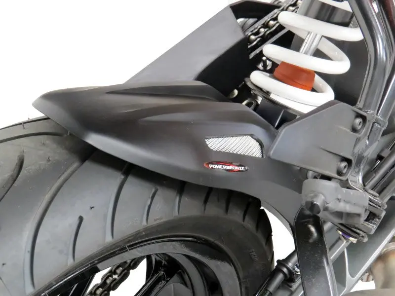 Ktm Rc125 & Rc390  15-2025  Matt Black & Silver Mesh  Rear Hugger By Powerbronze 1