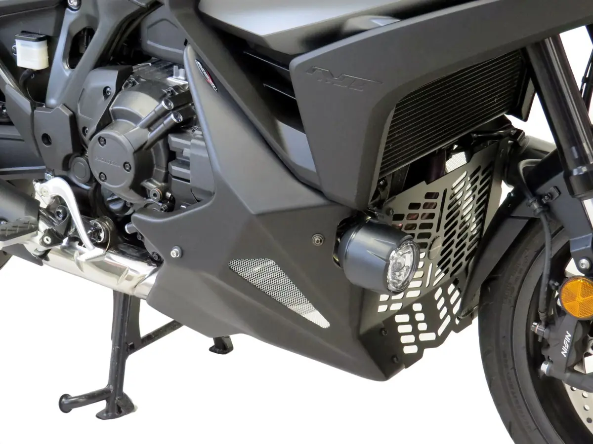 Fits Honda Nt1100 (Dct Model) 2022 > Fairing Lowers (Fits With Honda Fog Lights) Matt Black & Silver Mesh By Powerbronze 2