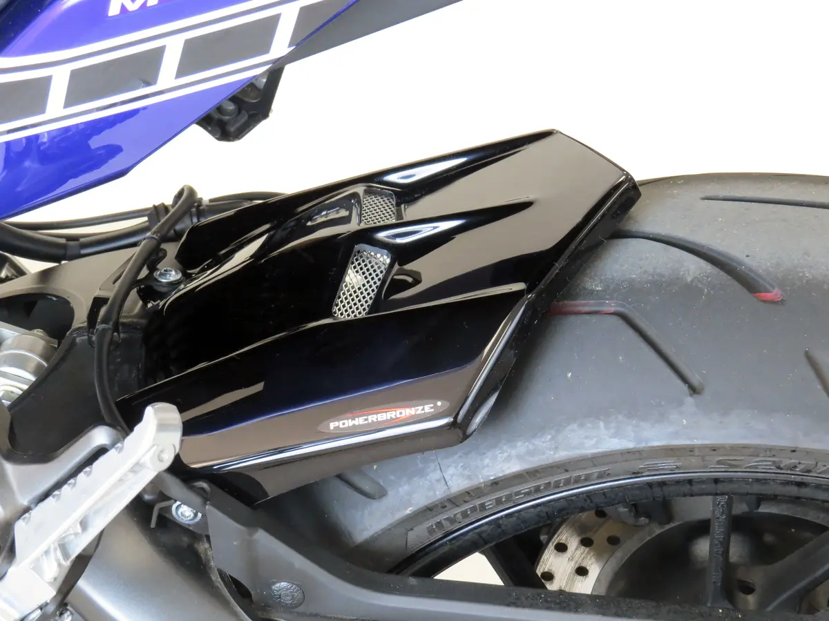 Yamaha Mt-09 & Fz-09  17-2020 Gloss Black & Silver Mesh Rear Hugger By Powerbronze . 1