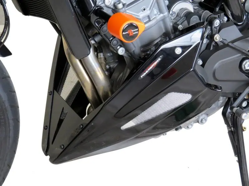 Ktm 890 Duke R 20-2025 Belly Pan Gloss Black & Silver Mesh By Powerbronze Bsb 1