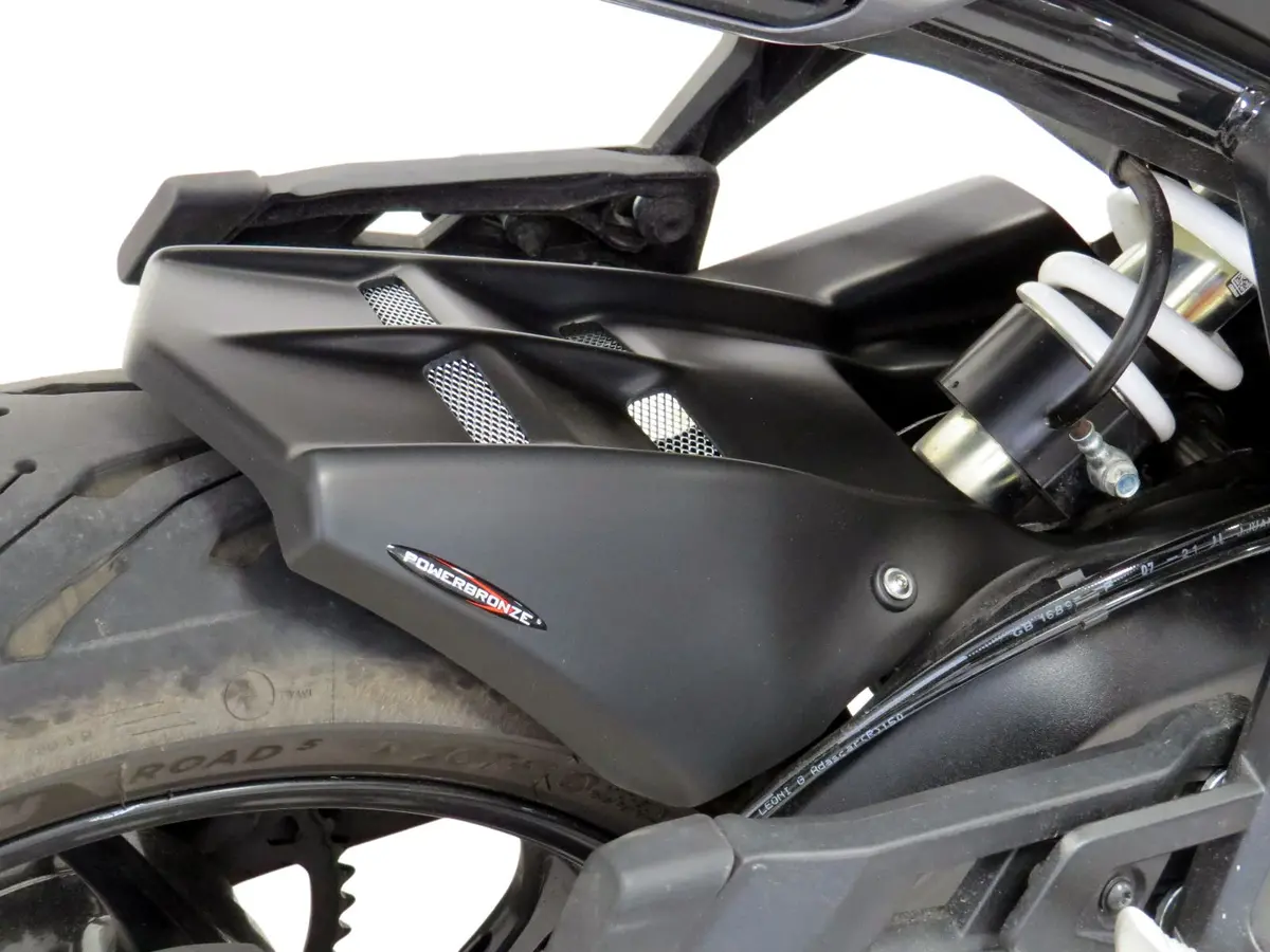 Triumph Tiger 660 Sport  22 > Gloss Black & Silver Mesh Rear Hugger By Powerbronze 1