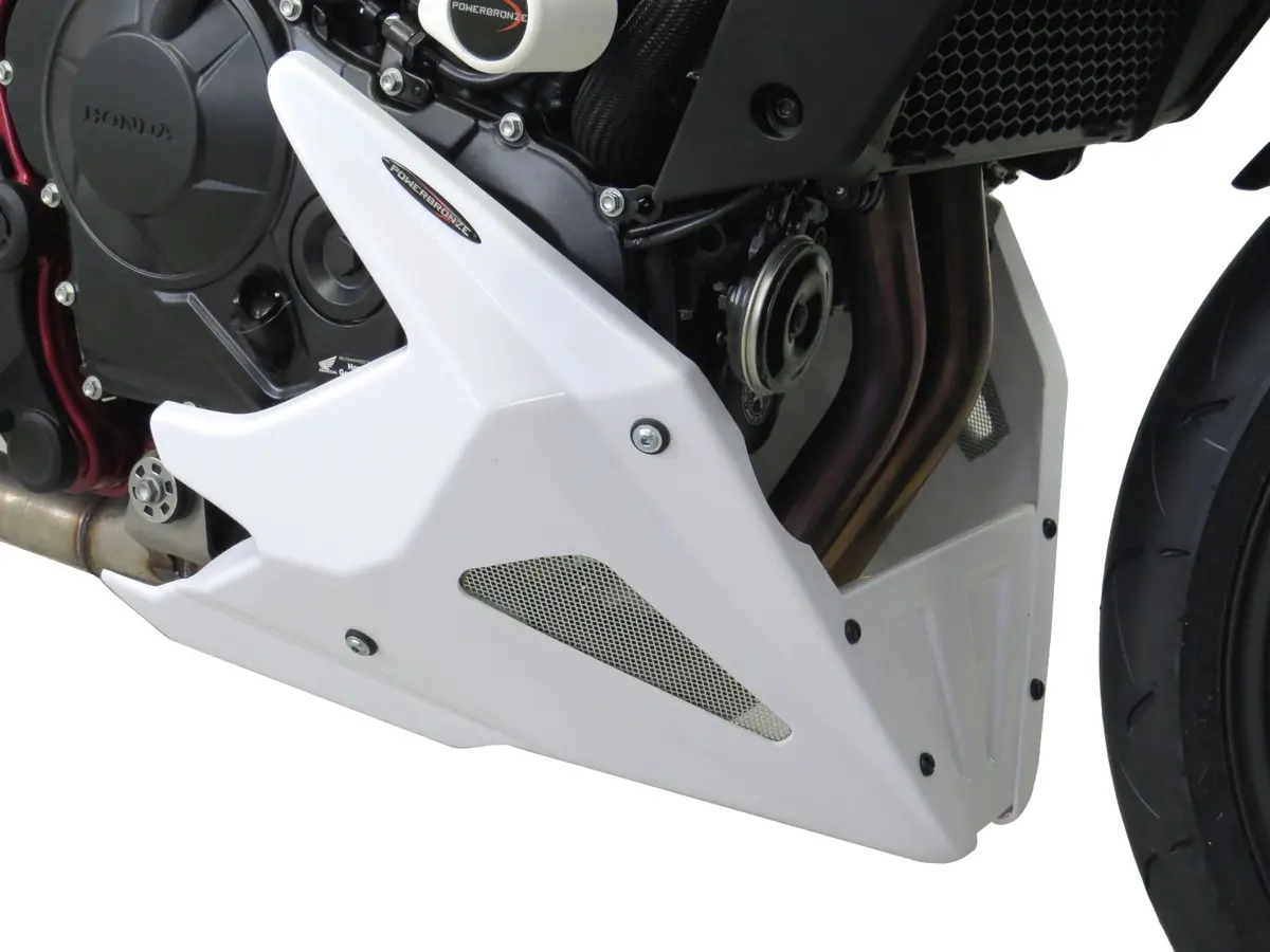 Fits Honda Xl750 Transalp 2023 > Belly Pan Gloss White & Silver Mesh By Powerbronze... 1